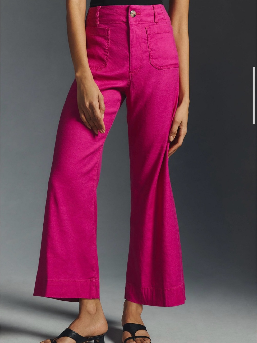 Anthropologie Maeve Colette Linen Blend High-Rise Wide-Leg Pants in Fuchsia- 6